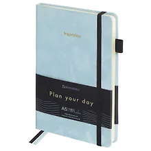Купить Ежедневник недат. А5 160л "Velvet" серо-голубой, иск.кожа, петля д/ручки, резинка — Фото №1