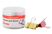 Купить Зажимы для бумаг 32мм 10шт цветные, пласт/уп, GoodMark — Фото №1