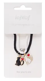 Купить Набор парных браслетов с подвеской Котики (текстиль, металл) (12-04407-B66) (Lafilaf) — Фото №1