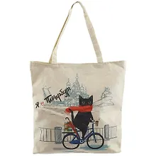 Купить Сумка на молнии СПб Котик на велосипеде (40х40) (текстиль) — Фото №1