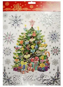 Купить Новогоднее оконное украшение Пушистая елочка (30х38) — Фото №1