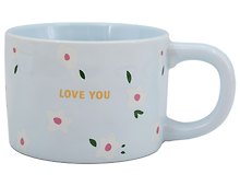 Купить Кружка Love You Цветочки (голубая) (керамика) (330мл) (12-8109-202604_03) — Фото №1
