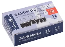 Купить Зажимы для бумаг 15мм 12шт черные, к/к, Глобус — Фото №1