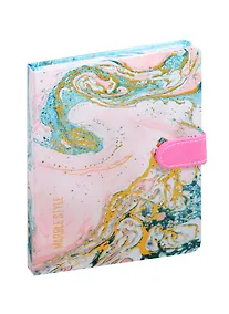 Купить Блокнот с магнитной застежкой "Marble style", розовый с бирюзовым, 256 страниц, 13 x 19 см — Фото №1