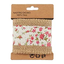 Купить Тесьма джут  с сатином Розы, 6см*1м — Фото №1