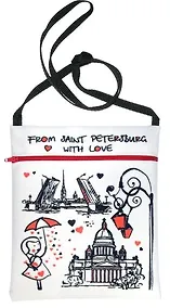 Купить Сувенир, Сумка текстильная для документов From SPb with love, цв.белый 109-2-W-04-05-eng — Фото №1