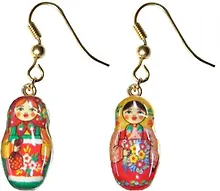 Купить Сувенир, АКМ, Серьги матрешка, цвет красный+черный (зелен.+красн.) — Фото №1