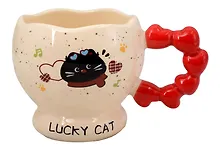 Купить Кружка Котик Lucky Cat (ручка с сердечками) (керамика) (380мл) (12-34466-HY-1347) — Фото №1