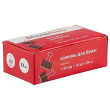 Купить Зажимы для бумаг GoodMark малые, чёрные, 12 штук — Фото №1