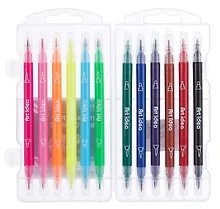 Купить Фломастеры 12 цветов, двухсторонние, пулевидный/кисть, Art idea — Фото №1