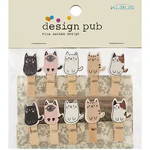 Купить Прищепки декоративные с веревкой 10 шт. Коты Пуши1 — Фото №1