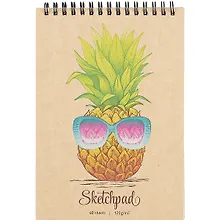 Купить Скетчбук А5 40л "Диско ананас" белый офсет, 120г/м2, спираль — Фото №1