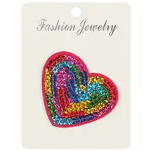 Купить Термонаклейка с пайетками Сердце радужное,  13*15 (орр) — Фото №1