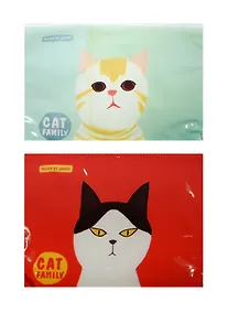Купить Папка на молнии B5 "Cat family" пластиковая, ассорти, Languo — Фото №1