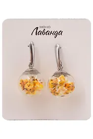 Купить Серьги-сферы с желтой гипсофилой (Ссжг1) — Фото №1