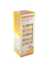 Купить Игра Построй башню. Неокрашенные деревянные блоки в коробке с окошком 48 деталей QM-028 — Фото №1