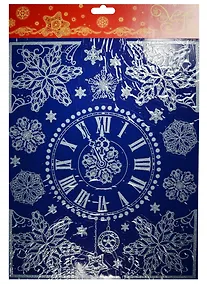 Купить Новогоднее оконное украшение Новогодние часы (30х38) — Фото №1