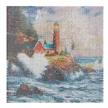 Купить Алмазная мозаика (блестящая) с подрамником, с полным заполнением "Дом смотрителя маяка", 20 х 20 см — Фото №1