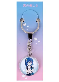 Купить Брелок Аниме Девушка с белым котиком (Сёдзё) (стекло) (3,2 см) — Фото №1