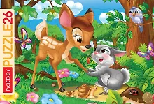 Купить Пазл "Олененок и зайчонок" для детей. В рамке. 26 элементов. 30х20 см — Фото №1