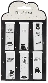 Купить Набор магнитных закладок Котик и лапки 10 шт (Магнитные закладки Ill be black (Черный кот)+Магнитные закладки Meow (4 лапки)) — Фото №1