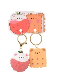 Купить Брелоки парные Котик-клубничка и Мишка-Печенье (ПВХ) (5х4) (12-NVEB-3) — Фото №1