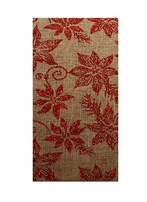 Купить Отрез льна 48*48см, натуральный с красными цветами (пакет) (11-00839-6) — Фото №1