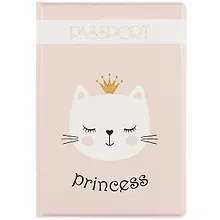 Купить Обложка для паспорта Princess (кошечка в короне) (ПВХ бокс) (ОП2020-246) — Фото №1
