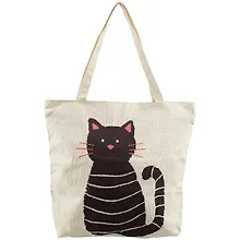 Купить Сумка-шоппер на молнии Черный кот Meow (40х40) (текстиль) — Фото №1