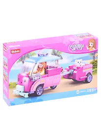 Купить Конструктор пластиковый Sluban Розовая мечта.Машина с питомцем — Фото №1