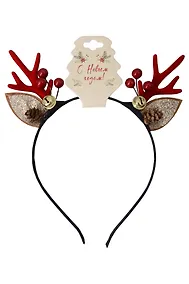 Купить Ободок новогодний Рожки олененка с ушками и бубенчиками (текстиль) (12-6142-HNY13) — Фото №1