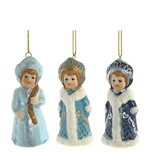 Купить Украшение новогоднее Снегурочка, 3 варианта (фарфор) (3х3х8) — Фото №1