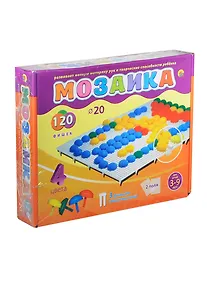 Купить Мозаика пластиковая 120 фишек Диаметр 20мм (М-4330) (4цв.) (2 поля) (Рыжий кот) (3-9л.) — Фото №1