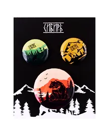 Купить Набор значков Сибирь Медведи (металл) (2 шт 25мм, 1 шт 38мм) (ЗН2023-068) — Фото №1