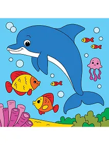 Купить Холст с красками по номерам. Подводный мир, 15х15 см — Фото №1