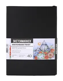 Купить Скетчбук А5 40 л "Sketchmarker" Sketch&Write черный, 140г/м2, белая бумага + 60 л , 70г/м2, бумага в точку,  мягк. обл. — Фото №1