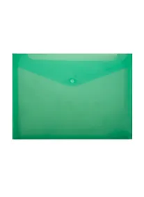 Купить Папка-конверт А4 на кнопке с расширением, пластик 0,18мм, прозрачный, ассорти, Бюрократ — Фото №1