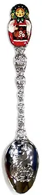 Купить Сувенир, АКМ, Ложка, "Матрешка ", эмаль, цвет серебро, в блистере, в ассортимерте — Фото №1