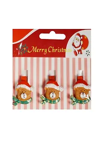 Купить Набор прищепок декоративных, 3 шт, полистоун,медведь в зеленом шарфике — Фото №1