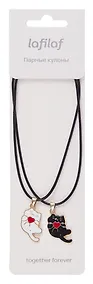 Купить Набор парных кулонов Котики с сердечком (текстиль, металл) (12-04407-B74) (Lafilaf) — Фото №1