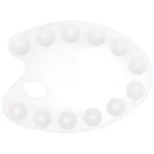 Купить Палитра для смешивания красок, 12 ячеек, овальная, белая — Фото №1