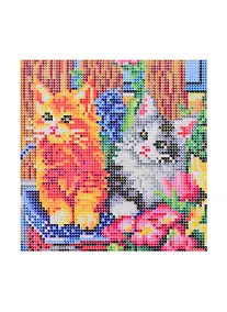 Купить Набор для творчества, Рыжий Кот Алмазная мозаика  (блест.), Котята в саду 20х20см, 27цв AS20043 — Фото №1