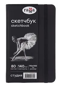 Купить Скетчбук 90*140 40л "Гамма. Студия" черн. внутр блок 140 г/м2, тв.обложка, резинка — Фото №1
