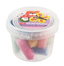 Купить Тдл-044 Пластишка. Тесто для лепки 15 цв по 24 гр с формочками (ведерко с ручкой) — Фото №1