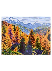 Купить Алмазная мозаика на подрамнике "Осенний горный пейзаж", 30 х 40 см — Фото №1