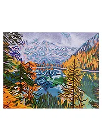 Купить Алмазная мозаика на подрамнике "Зеркальное горное озеро", 30 х 40 см — Фото №1