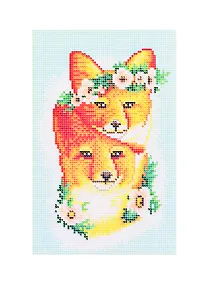 Купить Алмазная мозаика (класс.) 22х32 см, с подр., с полн. заполн. (18цв.) Милые лисицы (Арт. AC22079) — Фото №1