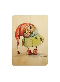 Купить Открытка деревянная Совушка в шляпе (Инга Пальцер) — Фото №1