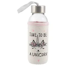 Купить Бутылка в чехле с цветом Кошечка-единорог (стекло) (300мл) — Фото №1