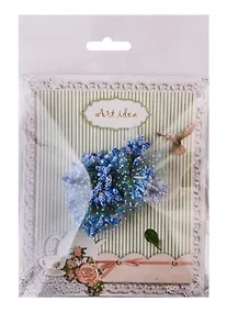 Купить Букетики 10 стеблей, голубой с сеточкой (готовые на подложке) — Фото №1